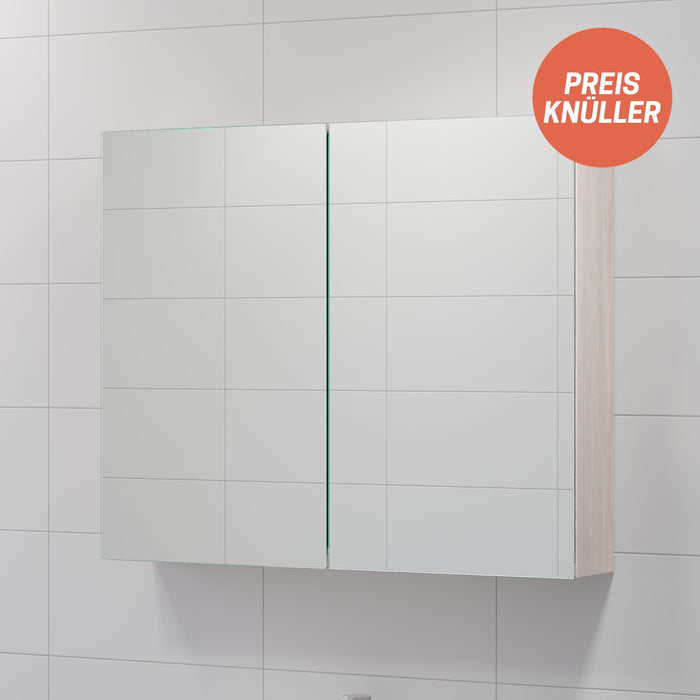 Nordfeld Colored Mirror Cabinet, Light Wood