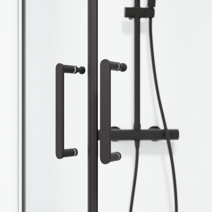 Sandefjord Shower Enclosure, Square, black Profile, Clear Glass