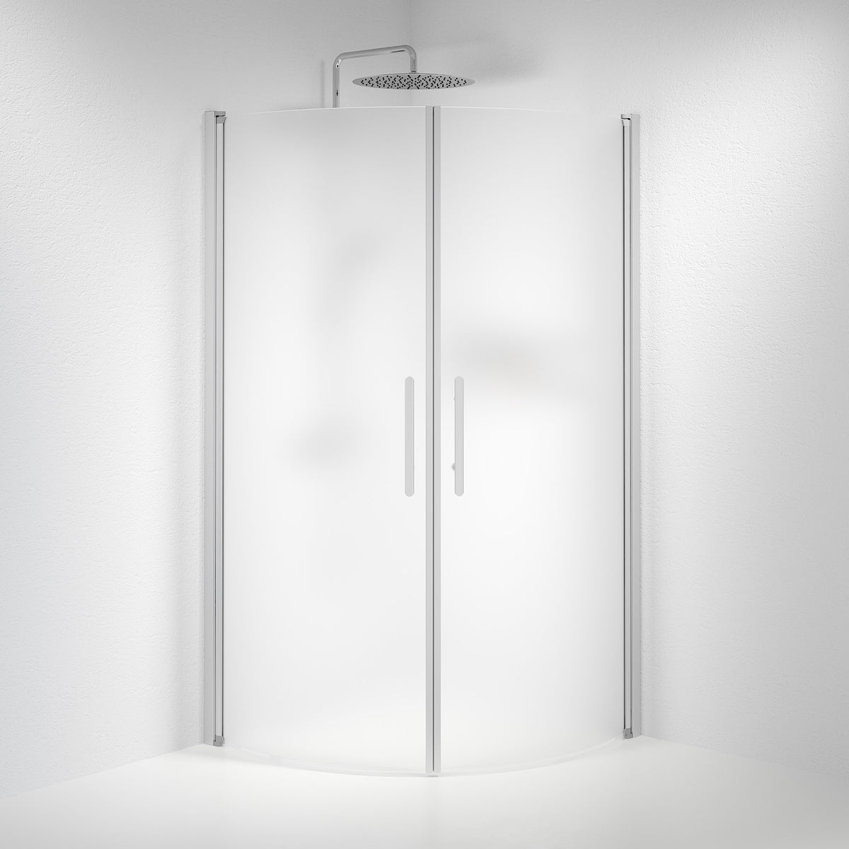 Vänern Shower Enclosure, Round, Brushed Aluminium Profile, matt Glass