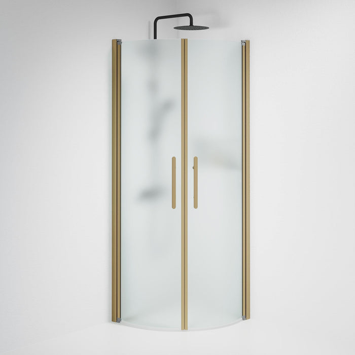 Vänern Shower Enclosure, Round, Bronze Profile, matt Glass