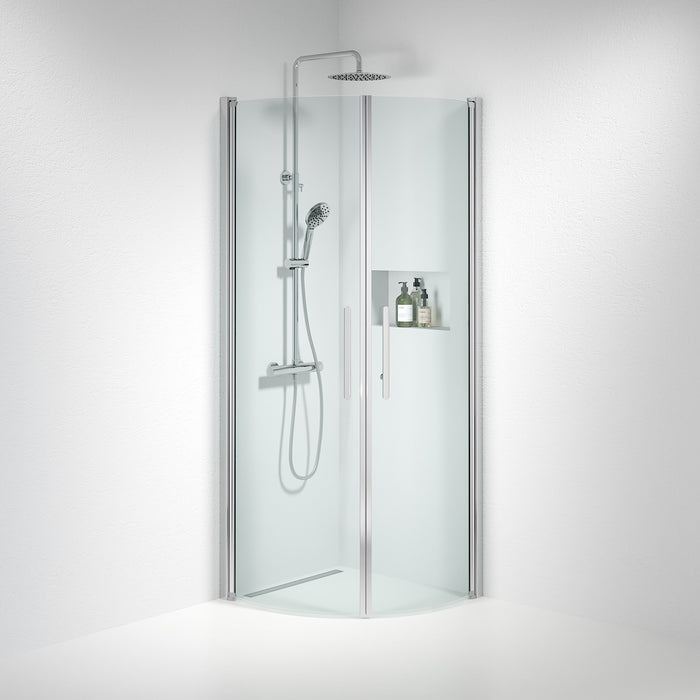 Vänern Shower Enclosure, Round, Chrome Profile, Clear Glass