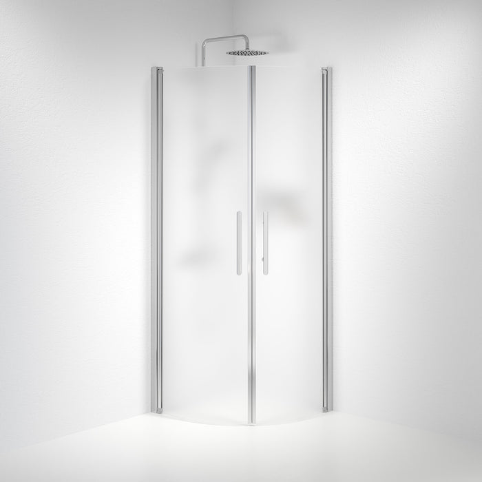 Vänern Shower Enclosure, Round, Chrome Profile, matt Glass