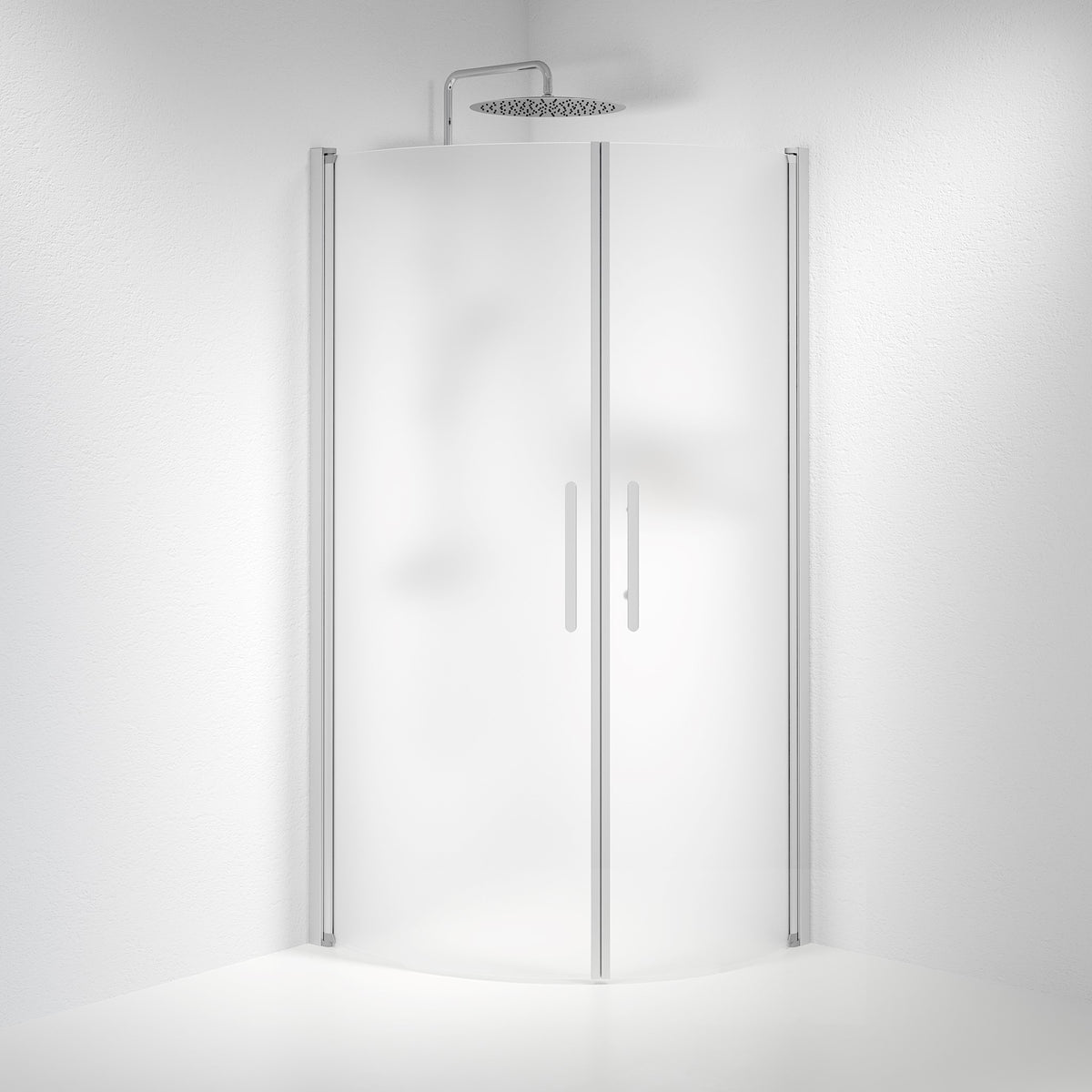 Vänern Shower Enclosure, Round, Brushed Aluminium Profile, matt Glass