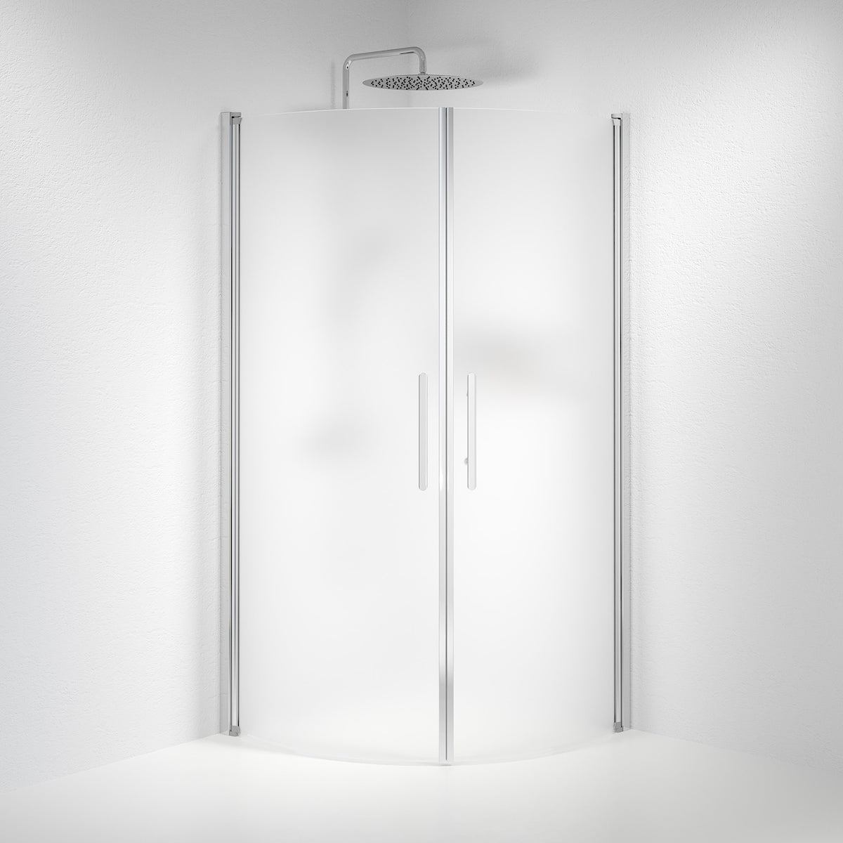 Vänern Shower Enclosure, Round, Chrome Profile, matt Glass