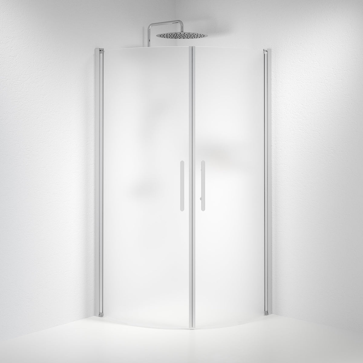 Vänern Shower Enclosure, Round, Brushed Aluminium Profile, matt Glass