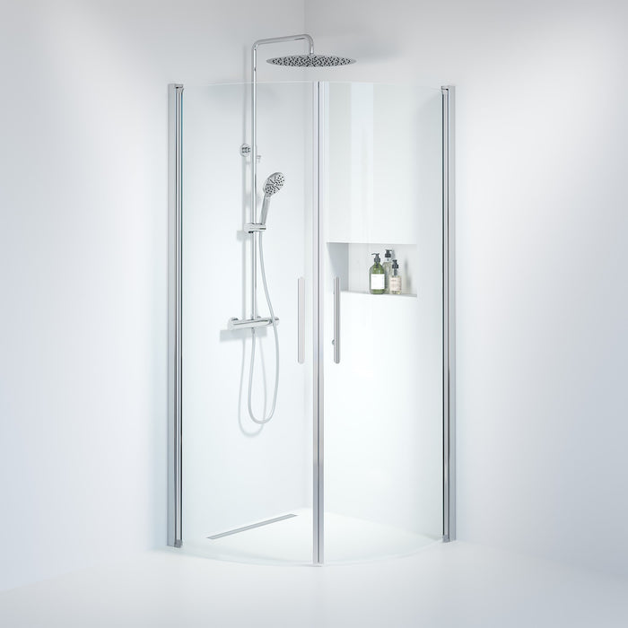 Vänern Shower Enclosure, Round, Chrome Profile, Clear Glass