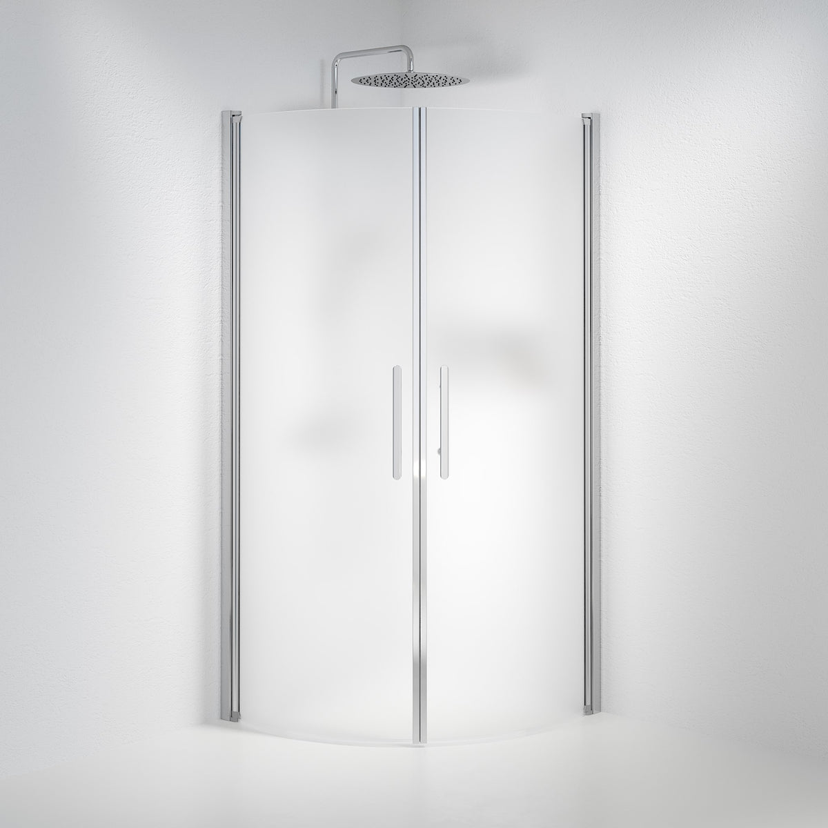 Vänern Shower Enclosure, Round, Chrome Profile, matt Glass