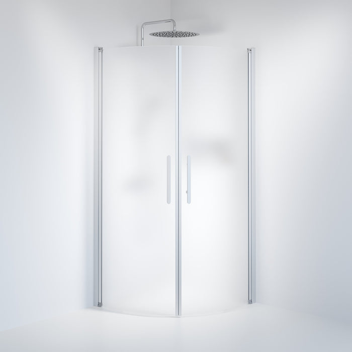 Vänern Shower Enclosure, Round, Brushed Aluminium Profile, matt Glass