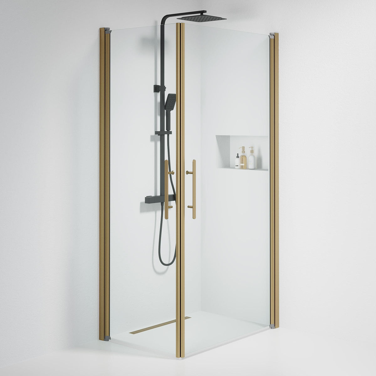 Vänern Shower Enclosure, Square, Bronze Profile, Clear Glass