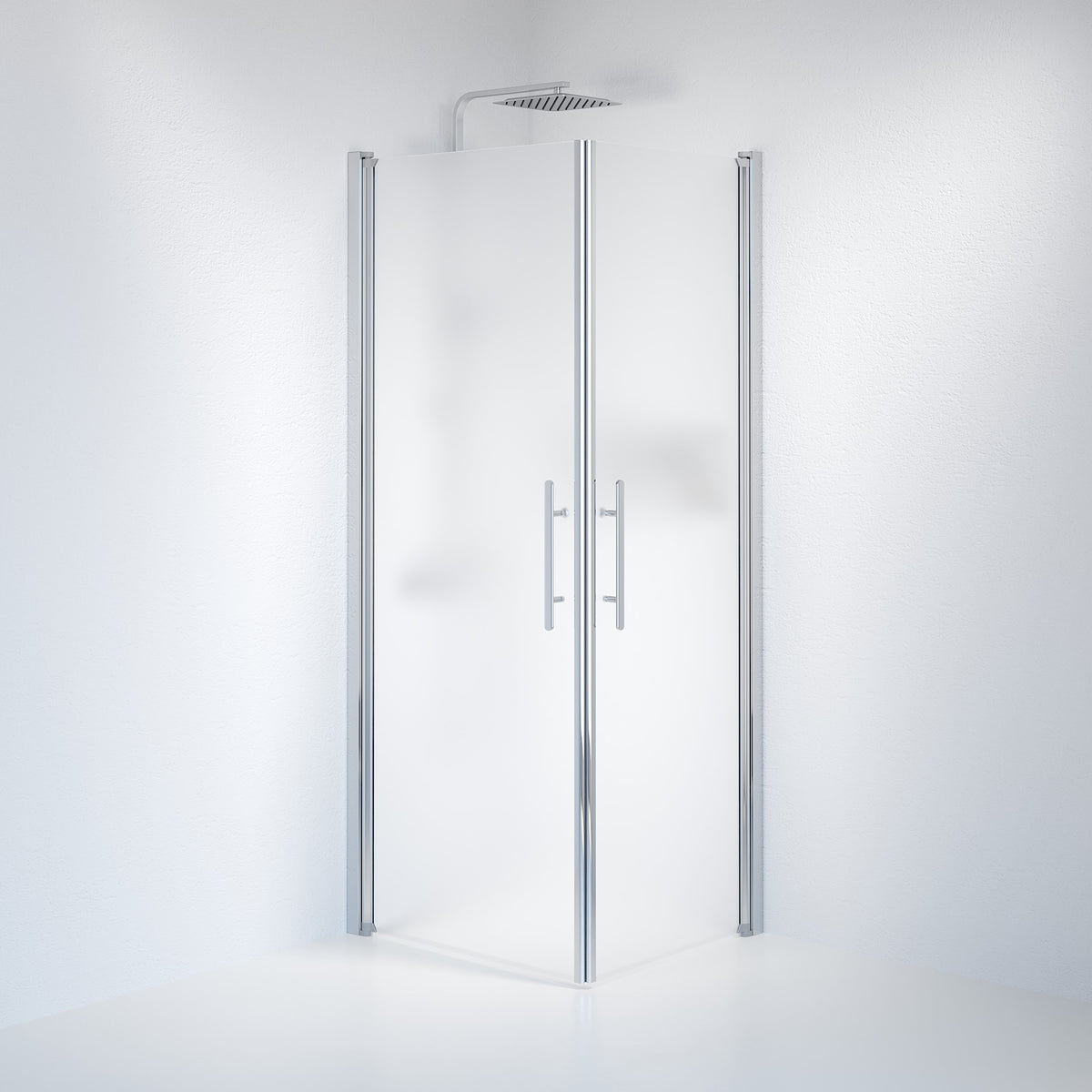 Vänern Shower Enclosure, Square, Chrome Profile, matt Glass