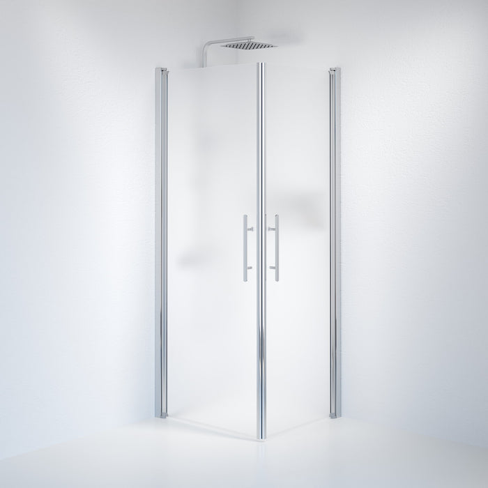 Vänern Shower Enclosure, Square, Chrome Profile, matt Glass