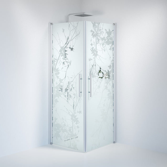 Vänern Shower Enclosure, Square, Brushed Aluminium Profile, Decor Glass