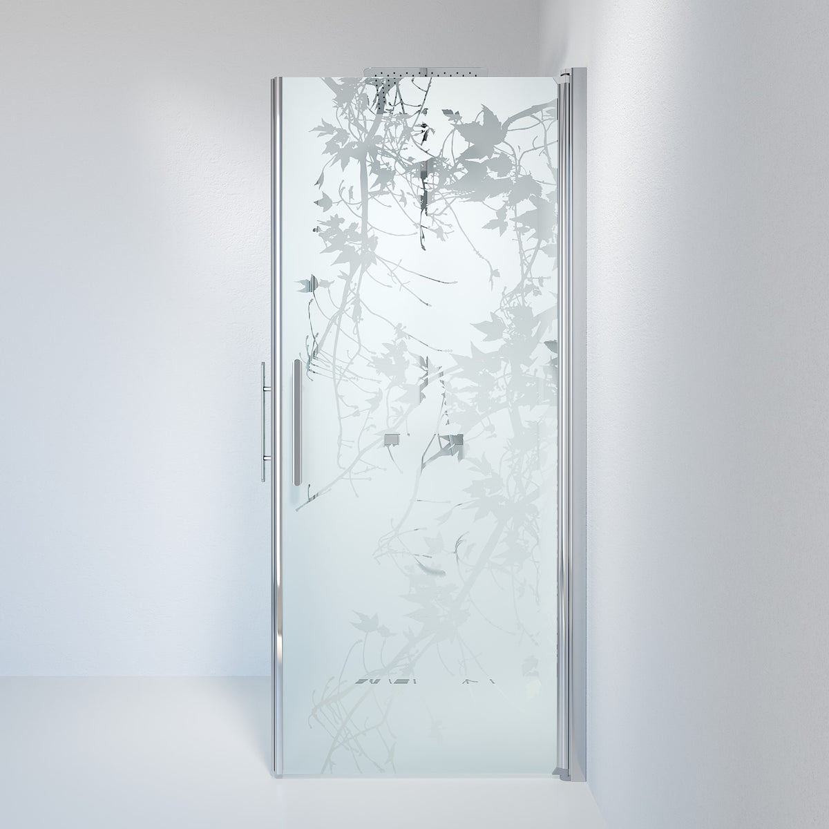 Vänern Shower Enclosure, Square, Chrome Profile, Decor Glass