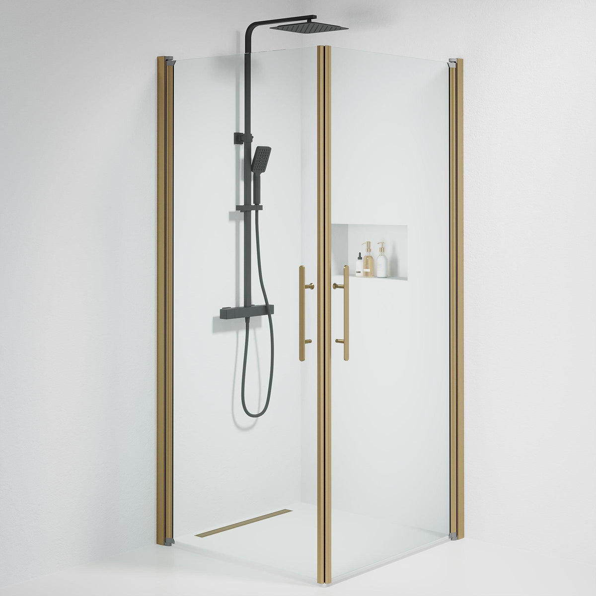 Vänern Shower Enclosure, Square, Bronze Profile, Clear Glass