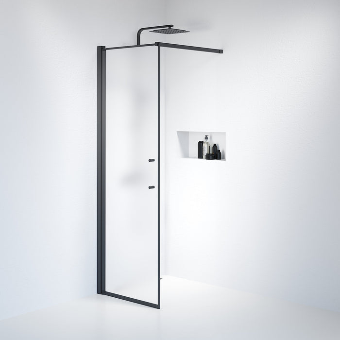 Vänern Shower Wall, black Profile, matt Glass