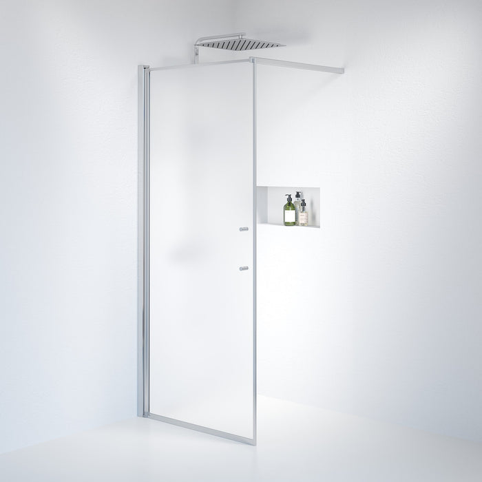 Vänern Shower Wall, Chrome Profile, matt Glass