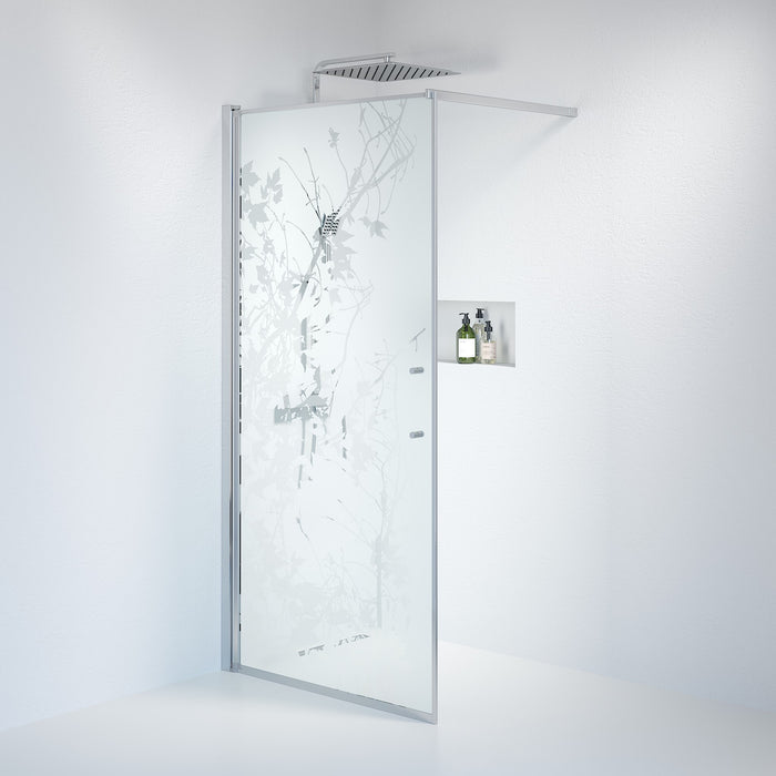 Vänern Shower Wall, Chrome Profile, Decor Glass