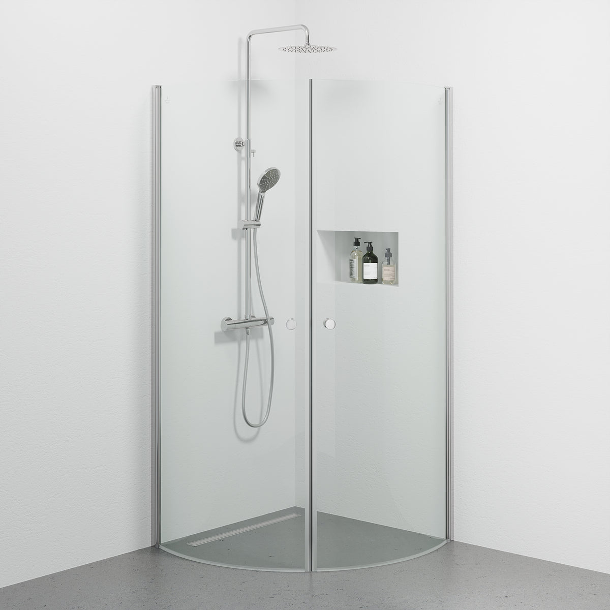 Tulsa Shower Enclosure, Round, Clear Glass, Chrome Profile