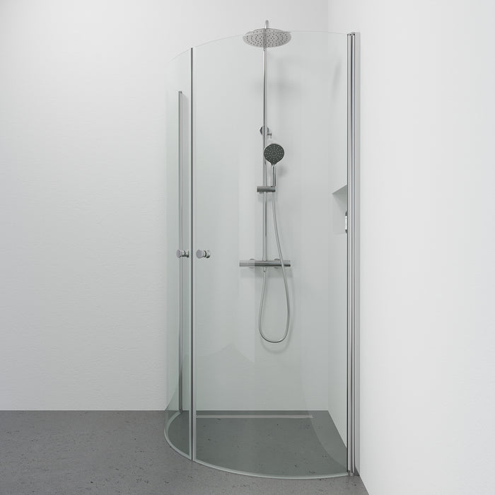 Tulsa Shower Enclosure, Round, Clear Glass, Chrome Profile