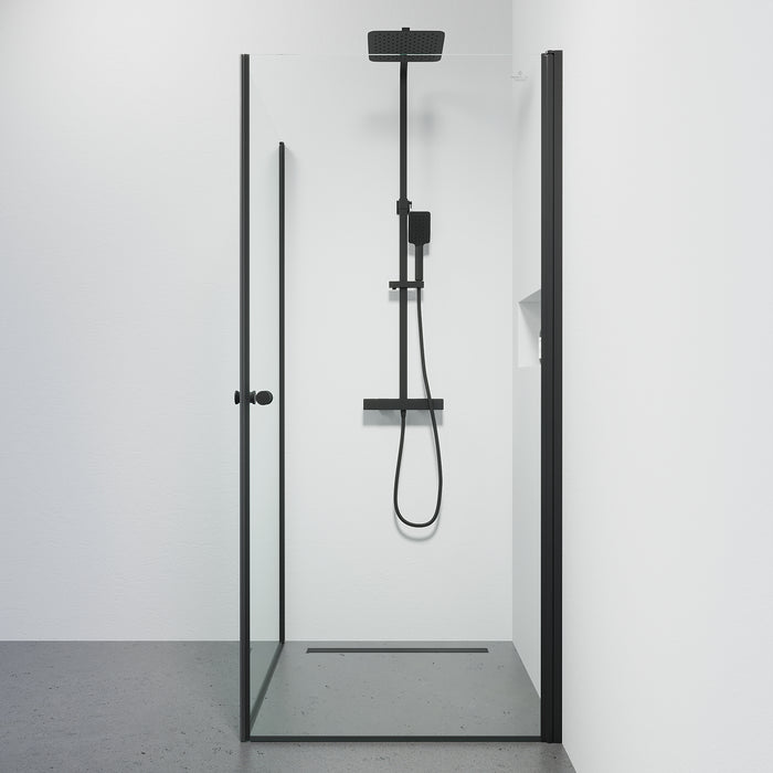 Tulsa Shower Enclosure, Square, Black Profile, Clear Glass