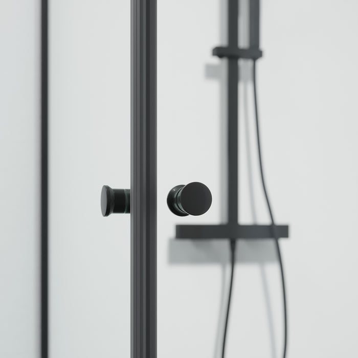 Tulsa Shower Enclosure, Square, Black Profile, Clear Glass