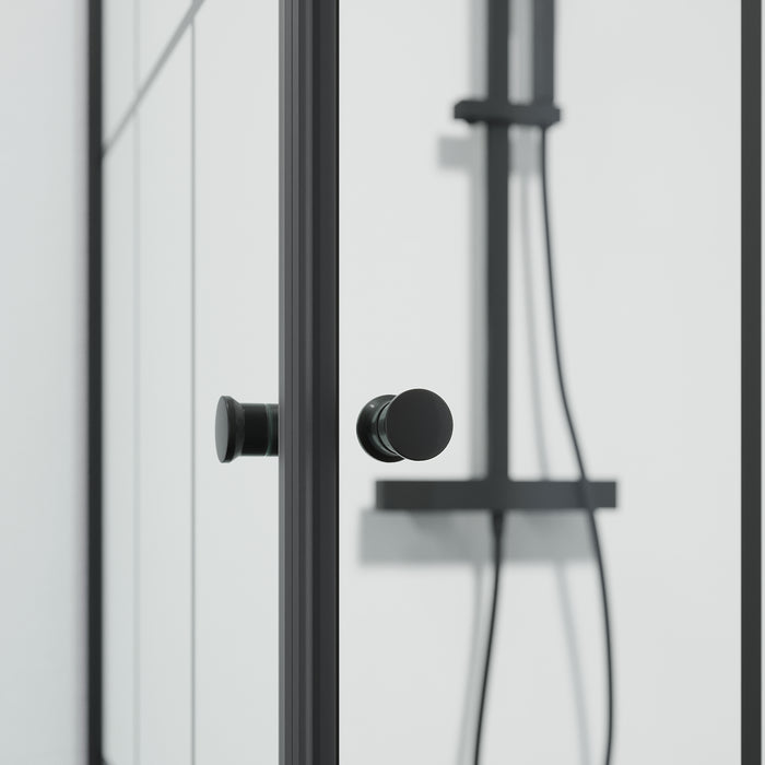 Tulsa Shower Enclosure, Square, Black Framed Glass, Black Profile