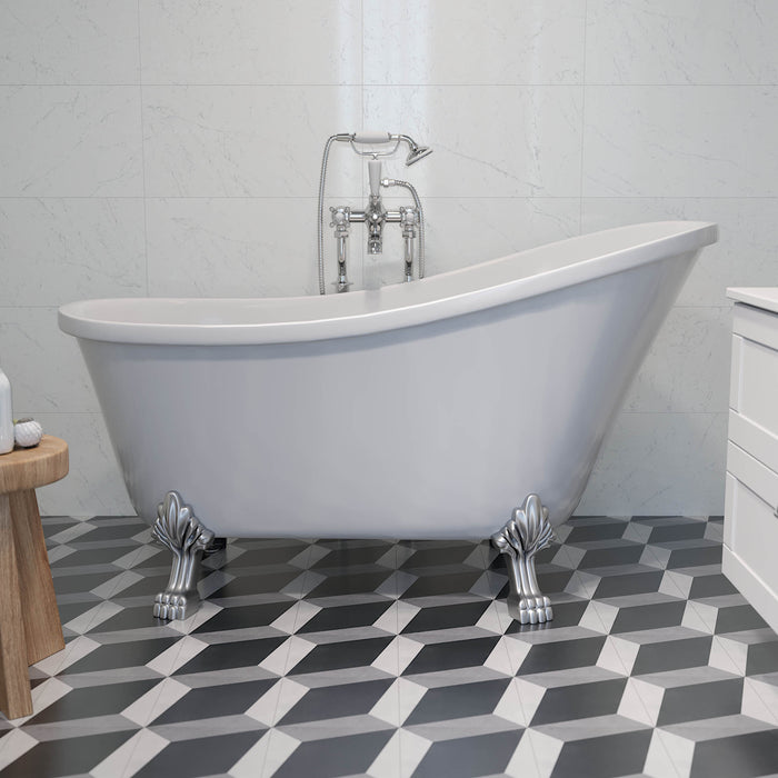 Svinkløv Bathtub 160 cm with Lion Feet, white gloss