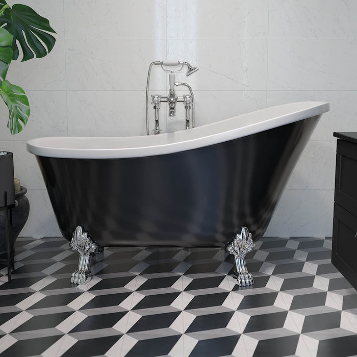 Svinkløv Bathtub 150 cm with Lion Feet, black gloss