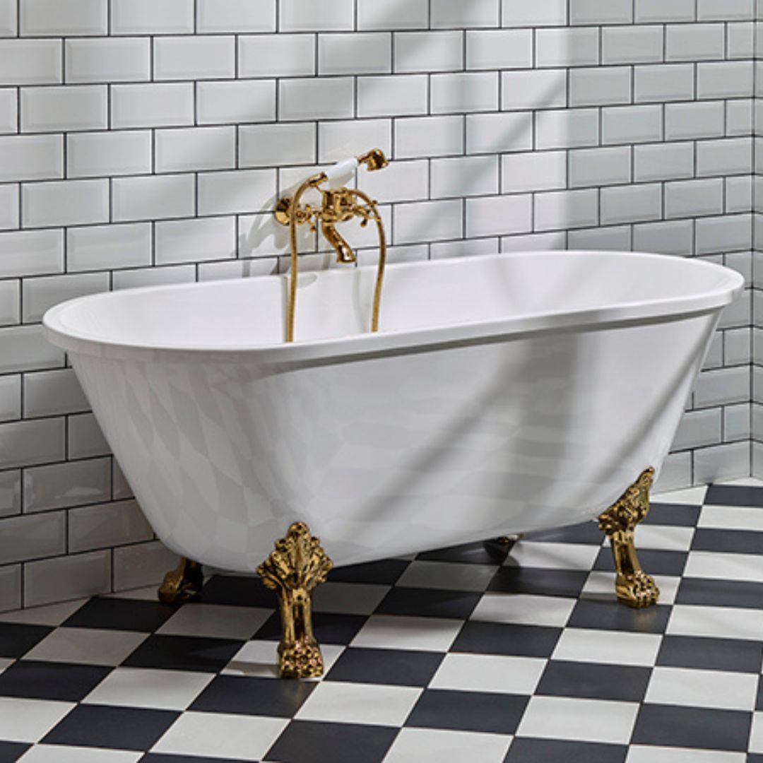 Rønne Bathtub with Lion Feet, white gloss