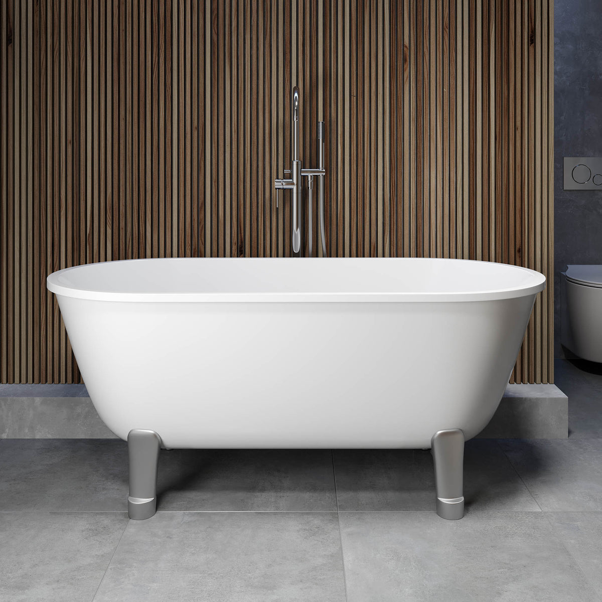 Rønne Bathtub with Classic Feet, white gloss