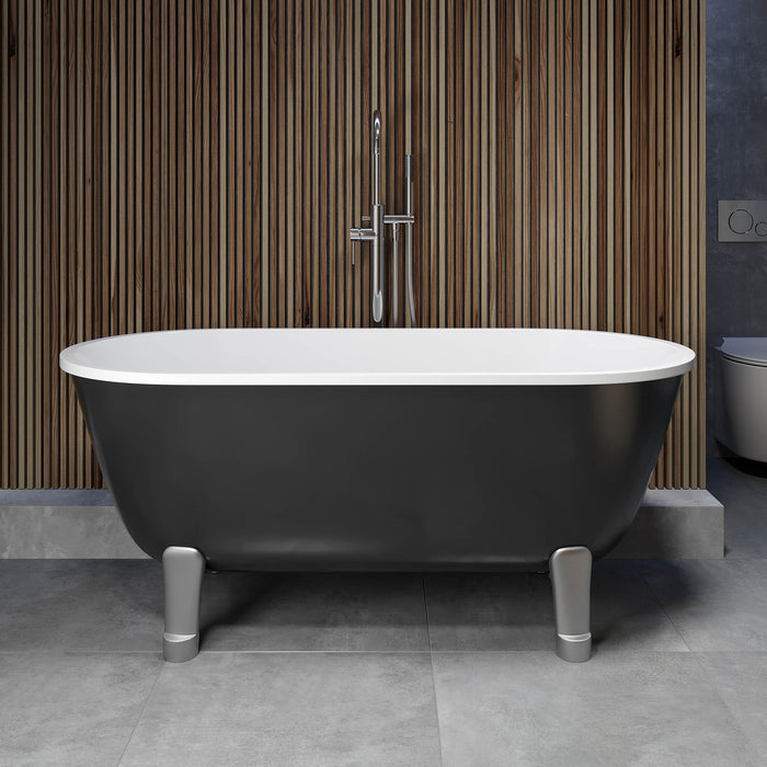 Rønne Bathtub with Classic Feet, black gloss