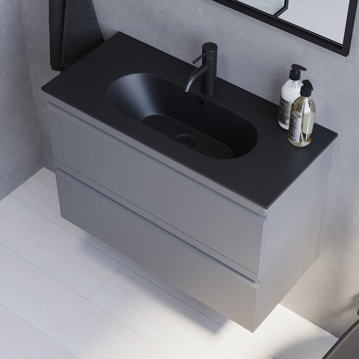 Kongsvinger Slimline Bathroom Furniture, grey matt