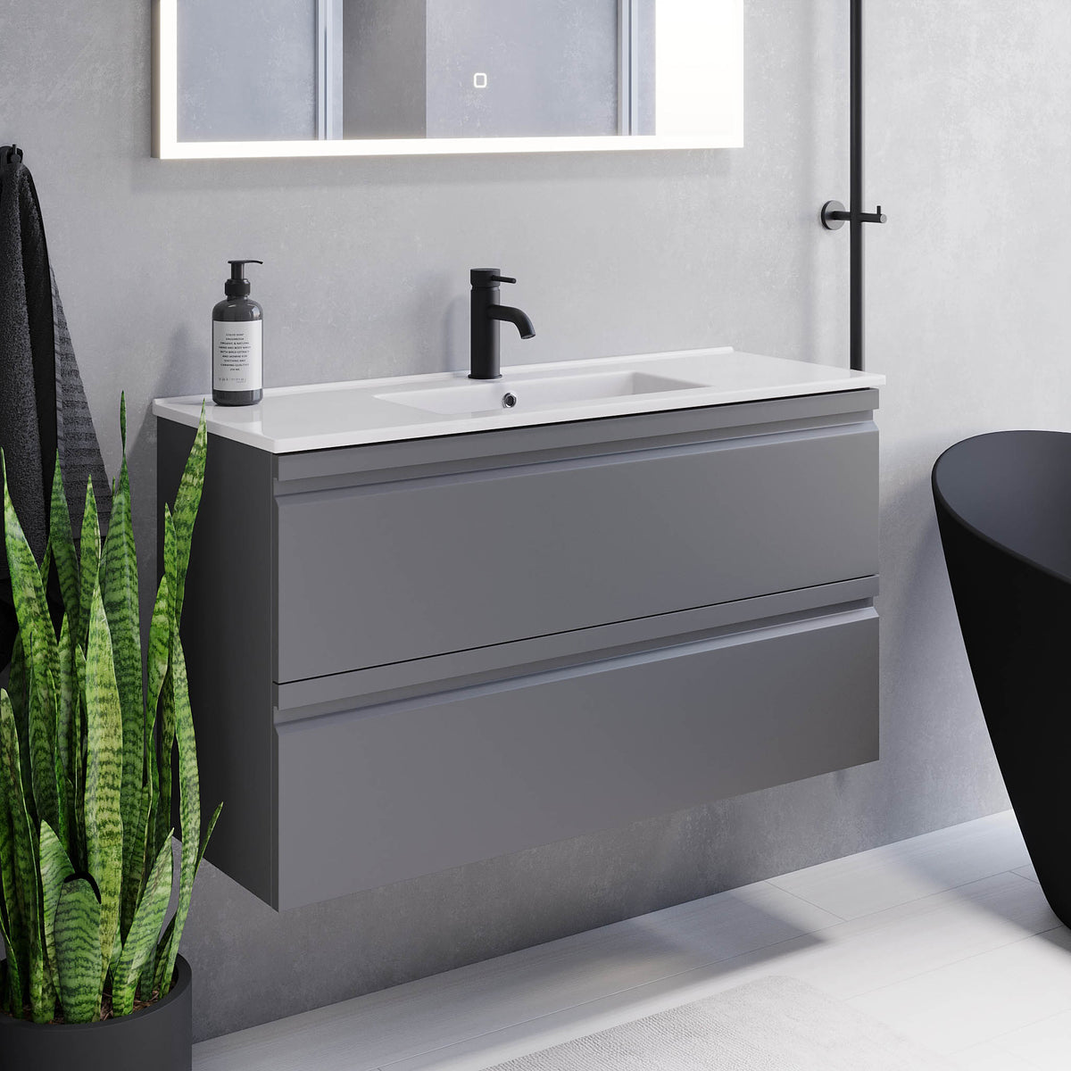 Knarrlagsund Bathroom Furniture, grey matt