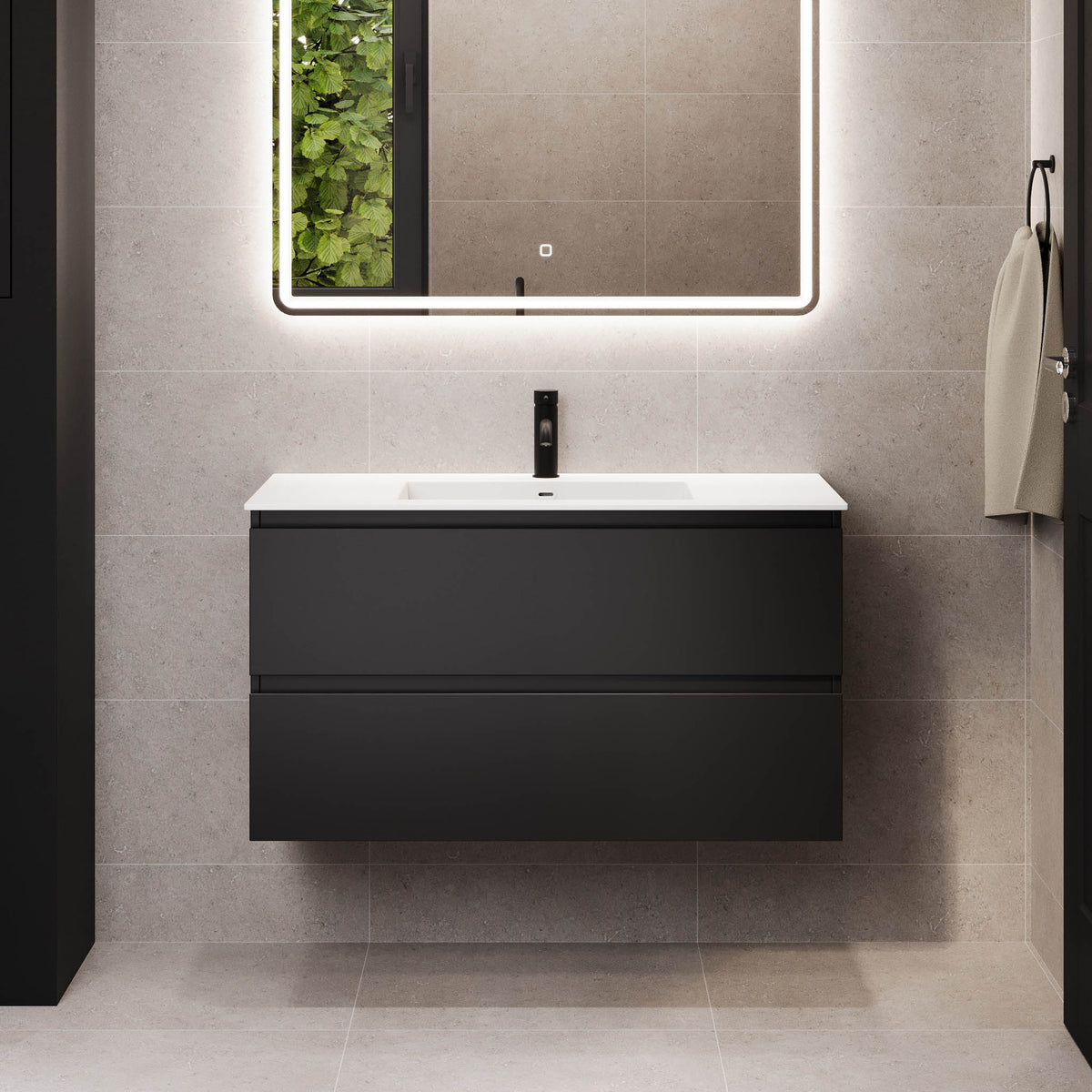 Sifjord Bathroom furniture, matt black