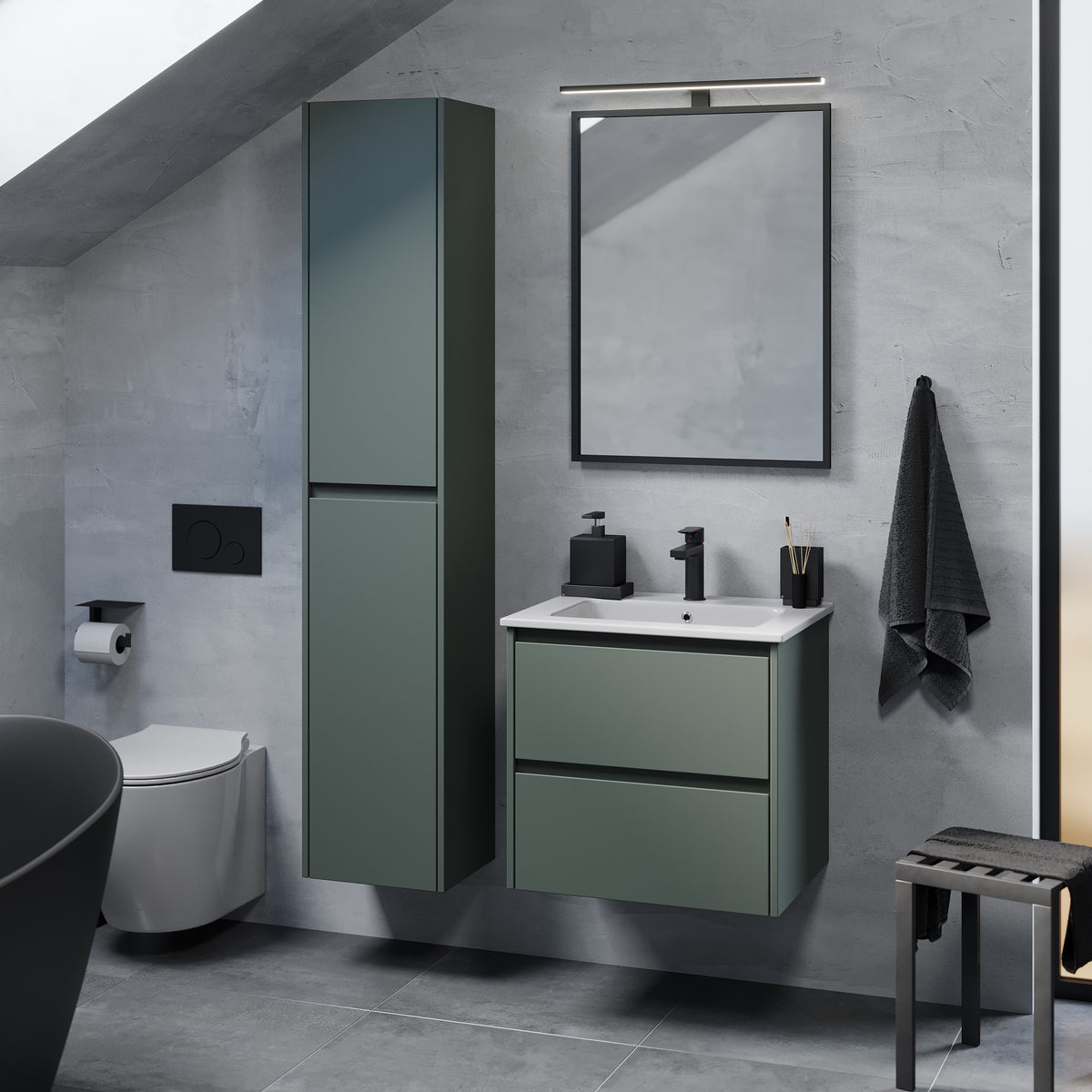 Molde Bathroom Furniture, matt Green