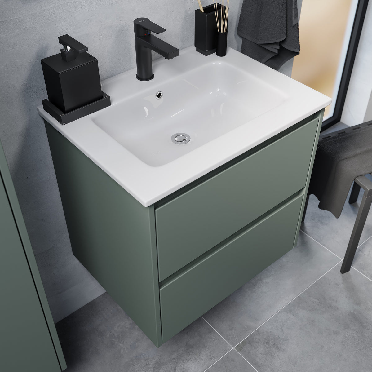 Molde Bathroom Furniture, matt Green