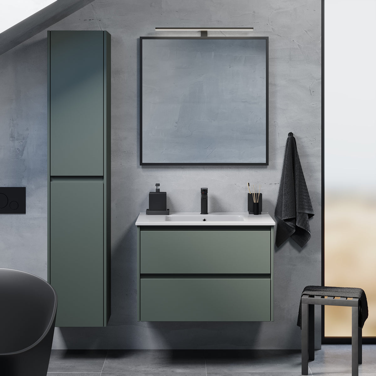 Molde Bathroom Furniture, matt Green