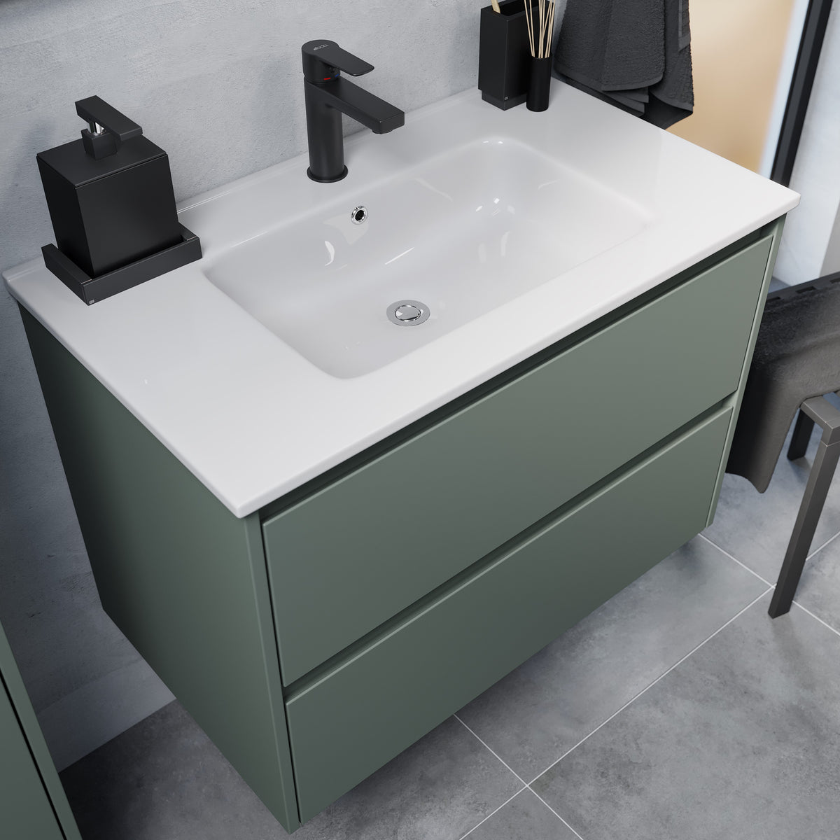 Molde Bathroom Furniture, matt Green