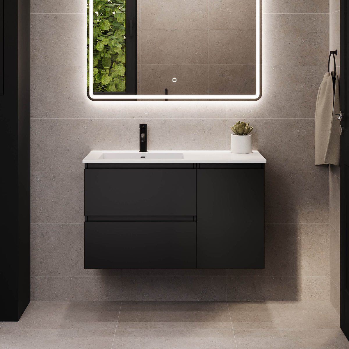 Sifjord Bathroom furniture, Matte Black