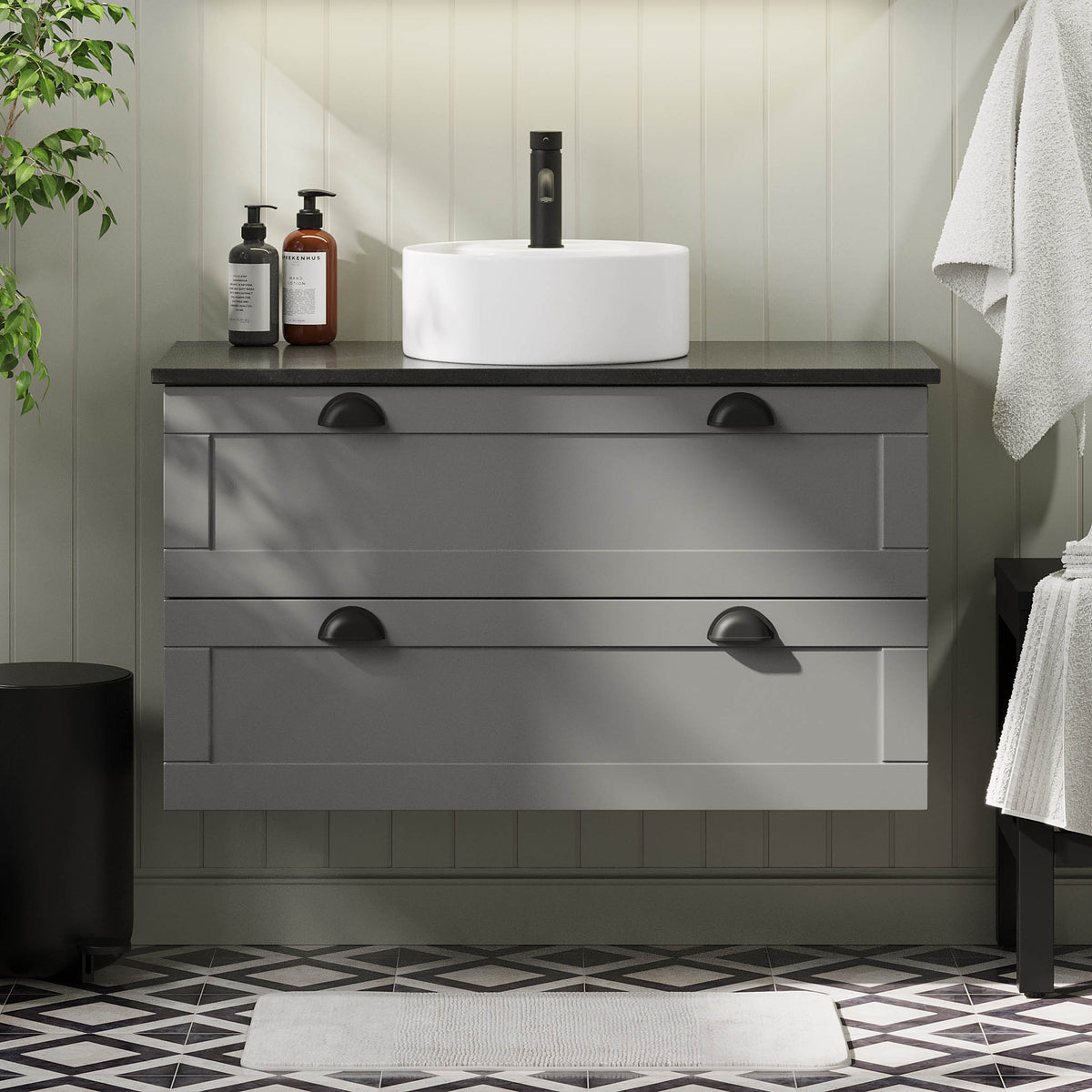 Nabbetorp Bathroom furniture, Matte Grey