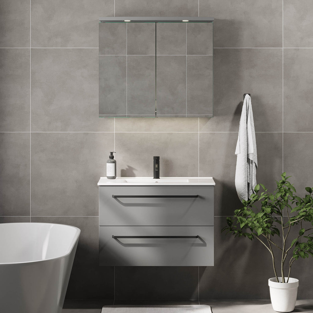 Volda Bathroom furniture, matt grey