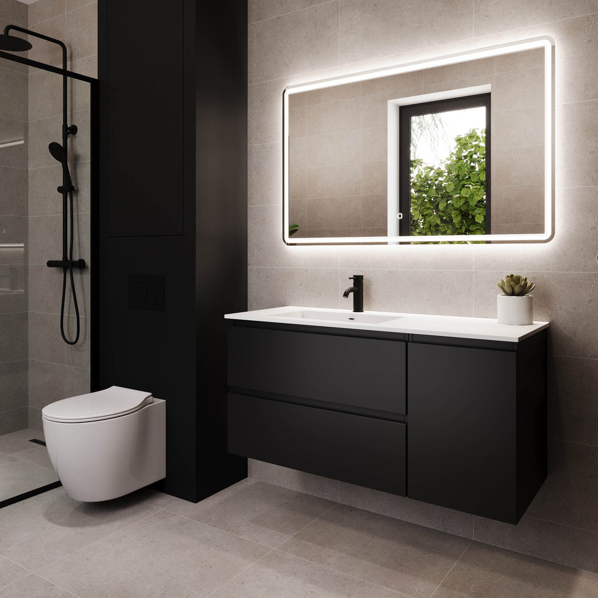 Sifjord Bathroom furniture, matt black