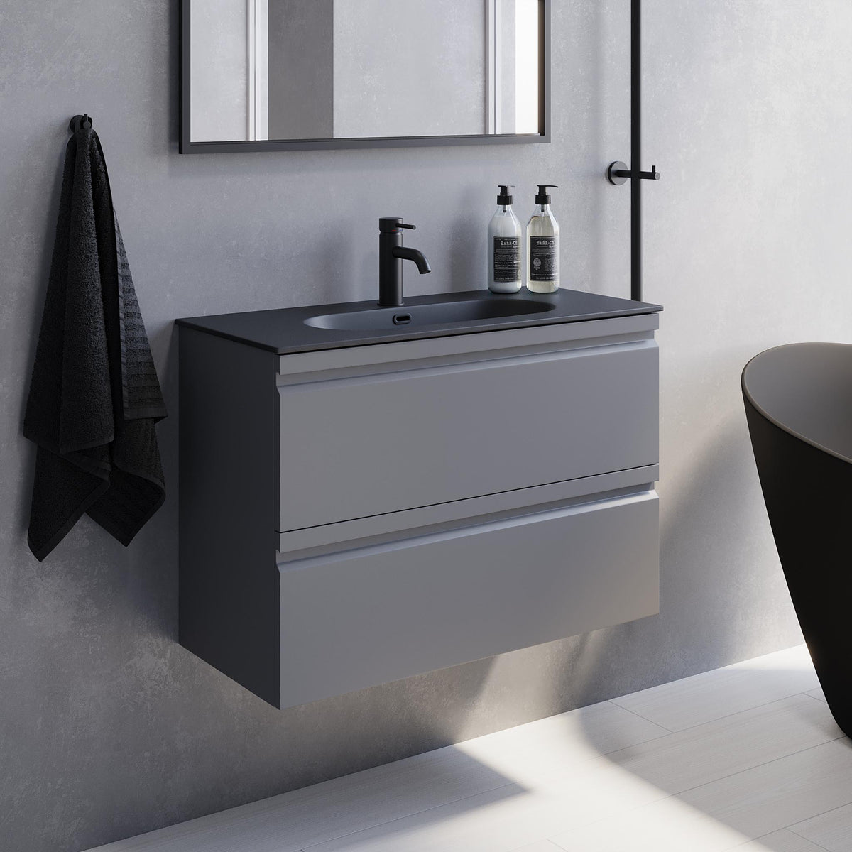 Kongsvinger Slimline Bathroom Furniture, grey matt