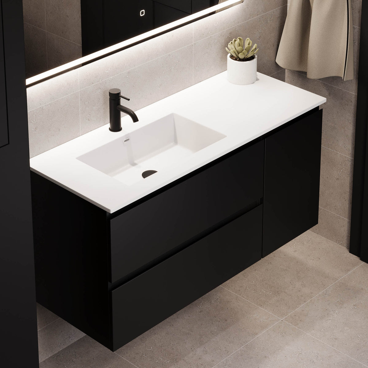 Sifjord Bathroom furniture, Matte Black