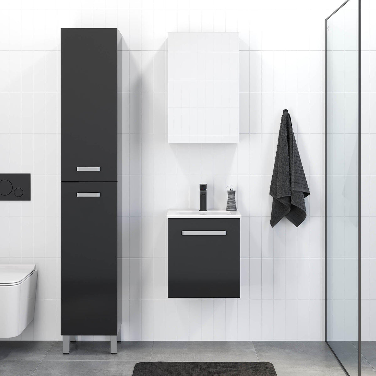 Chicago Classic Bathroom Furniture, black gloss