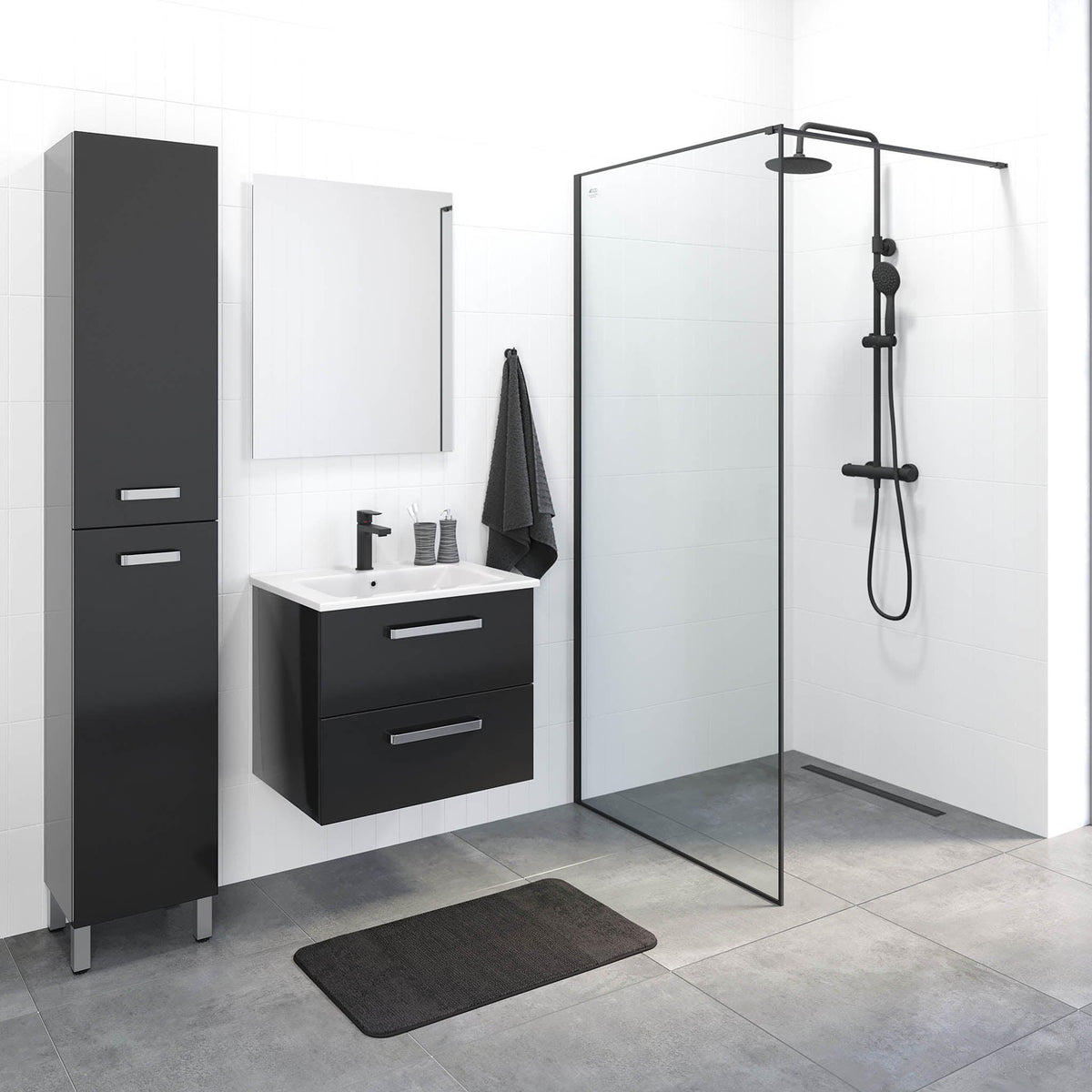 Chicago Classic Bathroom Furniture, Glossy Black