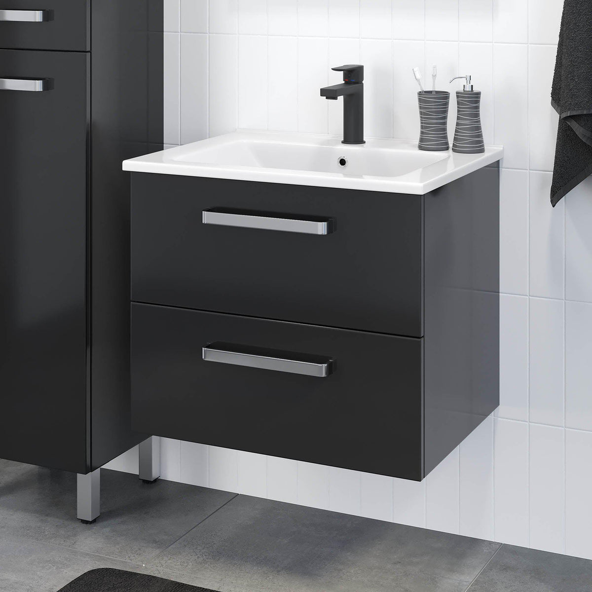 Chicago Classic Bathroom Furniture, Glossy Black