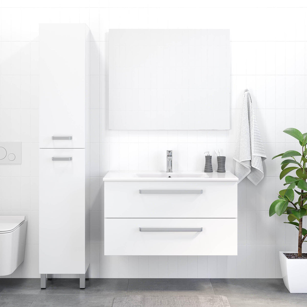 Chicago Classic Bathroom Furniture, white gloss