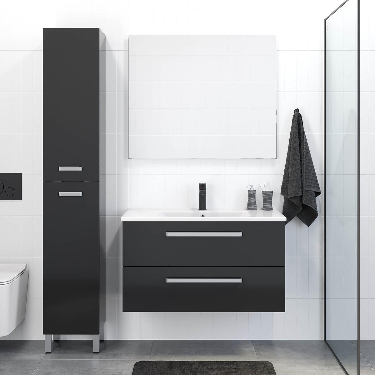 Chicago Classic Bathroom Furniture, black gloss