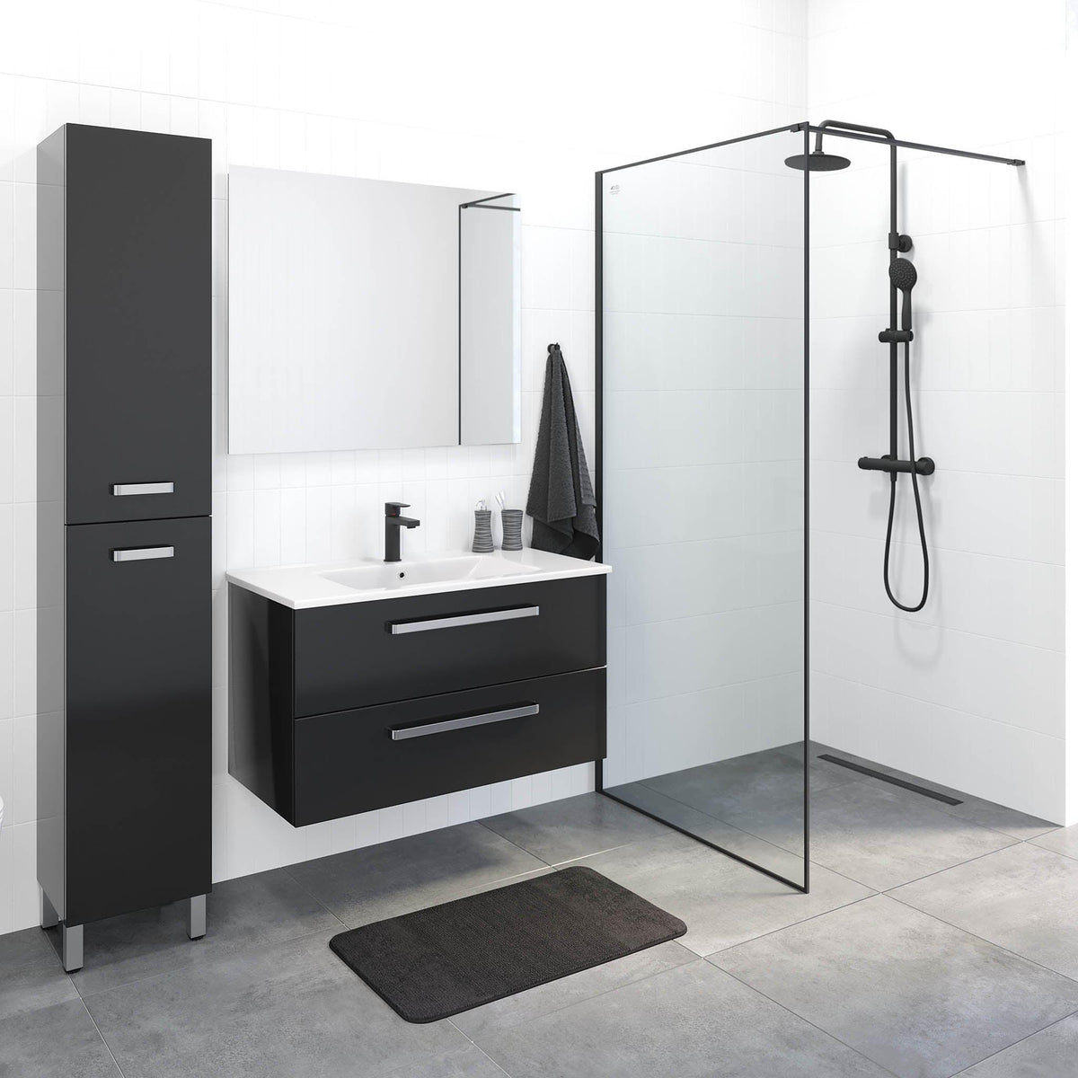 Chicago Classic Bathroom Furniture, black gloss